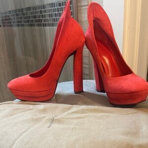 Bottega Veneta Bold Red Suede Heels